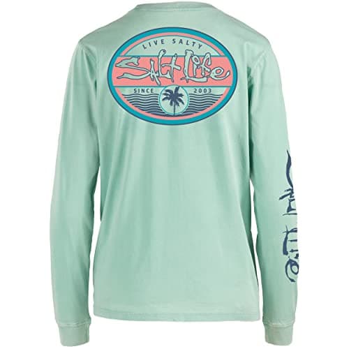 Salt Life Women's Wavy Days Salt Wash Long Sleeve Tee + Relaxed Fit + Summer Heat + Casual Beach Wear + Soft Comfort + U — Sea Glass