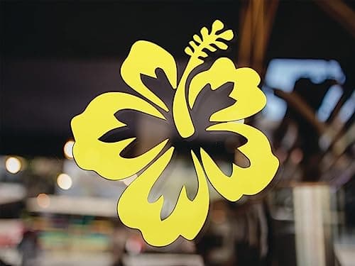 Hawaiian Hibiscus Flower Decal - Perfect for Car and Truck Outdoors - Durable Hawaii Bumper Stickers - 4-Inch by |25-Inc — Yellow
