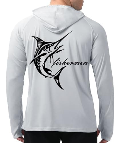 UPF 50+ Sun Protection Men's Hoodie Shirt for Fishing and Hiking
| Lightweight UPF 50+ Men's Hoodie Shirt for UV Protec — B-h-grey-fish