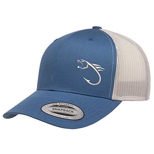 Love Sketches Embroidered Fishing Hat for Men & Women | Fish Trucker Hat Men Snapback Hats | Best Dad Fishing Gift — Steelblue/Silver-bhsil