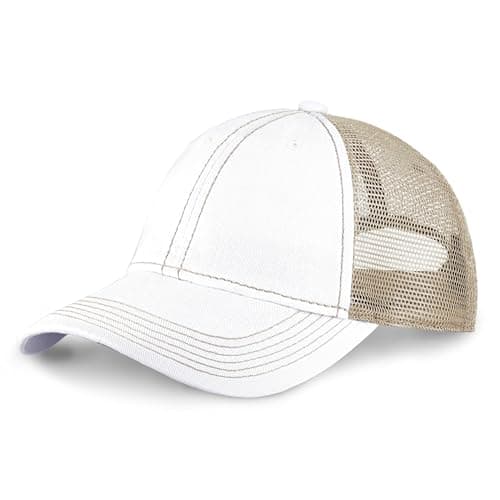 CHOK.LIDS Premium Washed Unstructured Trucker Hat for Men and Women Outdoor Adjustable Distressed Pigment Dyed Cap
| CH — White