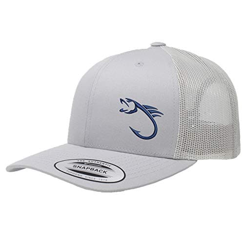 Love Sketches Embroidered Fishing Hat for Men & Women | Fish Trucker Hat Men Snapback Hats | Best Dad Fishing Gift — Silver-bhnvy