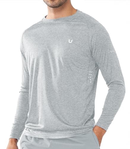 NORTHYARD Men's Sun Protection UPF 50+ Long Sleeve Swim Rash Guard Shirt for Workout Running UV Protection Fish Hiking — Greyheather