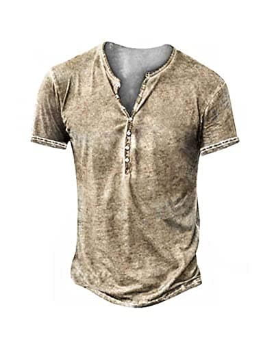 Beautyshow Men's Retro Distressed Henley Shirts Casual Button Down for Men
| Beautyshow Mens Washed Short Sleeve Tees C — 1-khaki