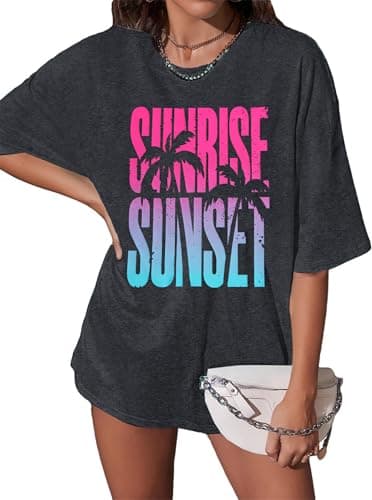 Salted Beach Women's Oversized Graphic Tees for Summer Hawaiian Style Casual Wear
| Hawaiian Beach Oversized graphic te — Grey