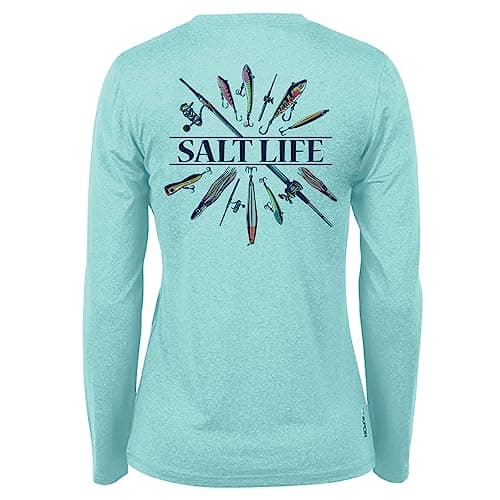Salt Life Women's Lure Me in Long Sleeve Performance Tee for Active Women in Summer Fitness Workouts & Outdoor Adventure — Light Aruba Heather