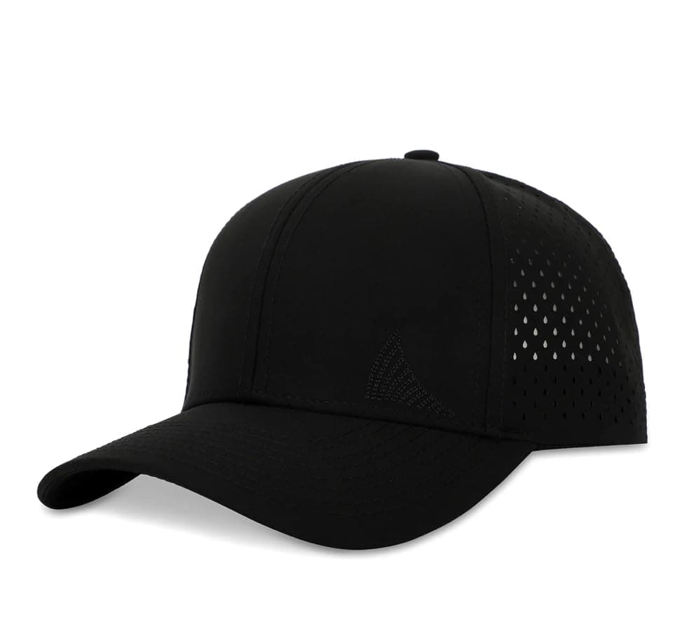 Salt Mafia Waterproof Hats for Men - 6 Panel Hat Curve Brim Snap Back Hat — Blackout