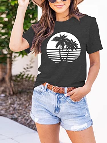 Binshre Women's Beach Shirts Hawaiian Graphic Tees for Summer Vacation
| Binshre Vintage Tshirts for Women Yellow Graph