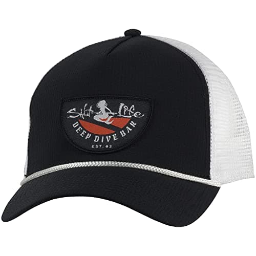 Salt Life Deep Dive Bar Mesh Hat - Black - Outdoor Water Sports Floppy Hat - UV Protection Wide Brim Sun Hat - OSFM