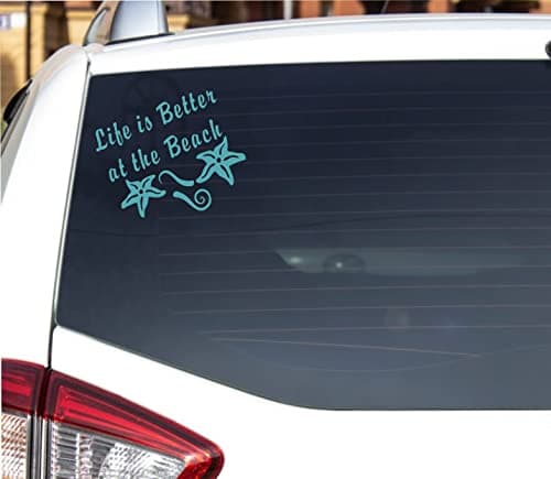 Life's Better at The Beach - Die Cut Vinyl Window Decal for Car/Truck (6.5"x5.5", Turquoise Blue)  
Life's Better at The