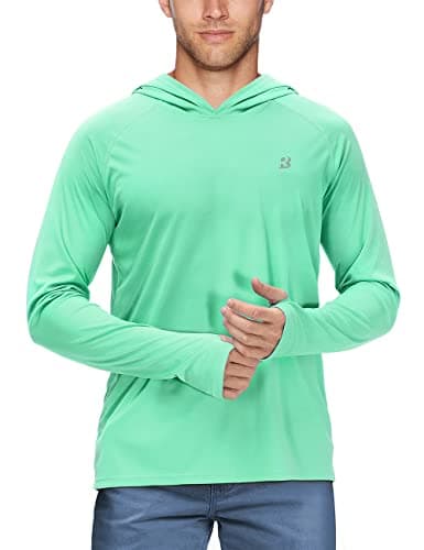 UPF 50+ Sun Protection Fishing Hoodie for Men Outdoor Activities
| Long Sleeve UV Protection Fishing Shirt for Men Suit — Thumb Hole-mint Green