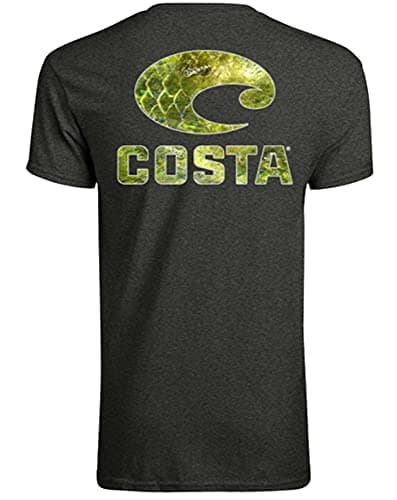 Costa Del Mar Men's Mossy Oak Short Sleeve Crewneck T-Shirt for Outdoor Adventures Comfort and Style — Dark Heather