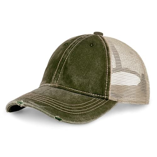 CHOK.LIDS Premium Washed Unstructured Trucker Hat for Men and Women Outdoor Adjustable Distressed Pigment Dyed Cap
| CH — Army Green.