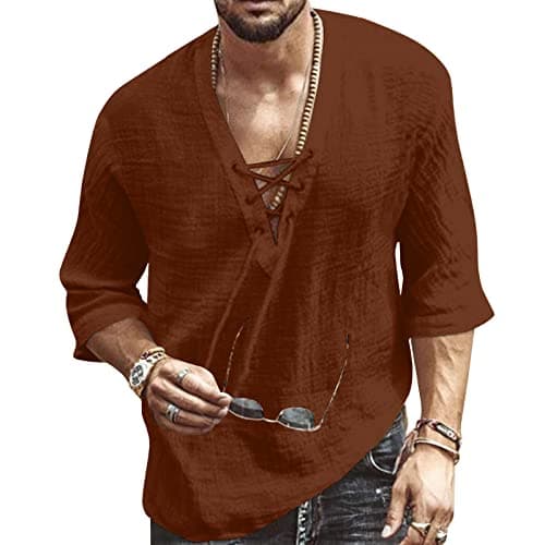 Rela Bota Men's V-Neck Short Sleeve Beach Shirt Printing Yoga Top
| Rela Bota Men's Short Sleeve Beach V-Neck Drawing S — Solid Brown
