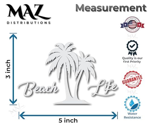MAZ Distributions Waterproof Beach Life Explorer Adventure Boat Sticker – For Car, Truck and Laptop – Indoor and Outdoor