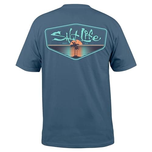 Salt Life Men's Summer Comfortable Casual Tee for BeachVacation Relaxing and Stylish Short Sleeve Shirt Salt Life Men's — Coastal Blue