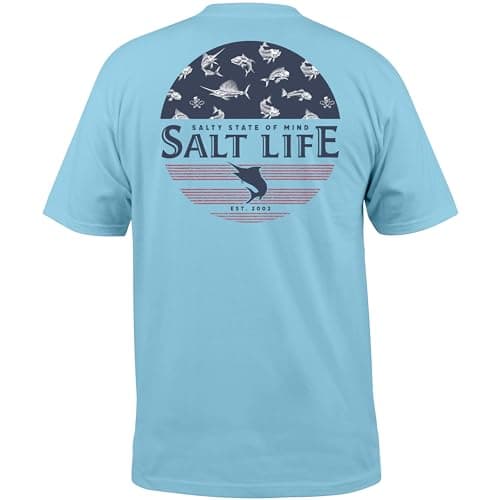 Salt Life Men's Short Sleeve Tee + Sleeveless + Men + Summer + Comfortable Fit + Regular Fit + Short Sleeve — Sky Blue