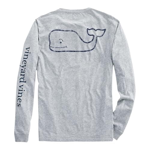 Vineyard Vines Men's Long Sleeve Vintage Whale Pocket T-Shirt Trendy Cotton Shirt for Casual Wear