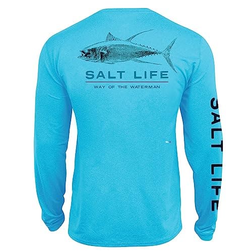 Salt Life Men's Deep Ventures Long Sleeve Performance Tee + Core Stretch Fabric + Outdoor Enthusiast + Summer BBQ + Mois