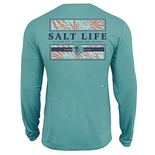 Salt Life Men's Jungle Vibes Long Sleeve Performance Pocket Tee - High Moisture Wicking, Breathable Fabric, Outdoor Acti — Sea Green Heather