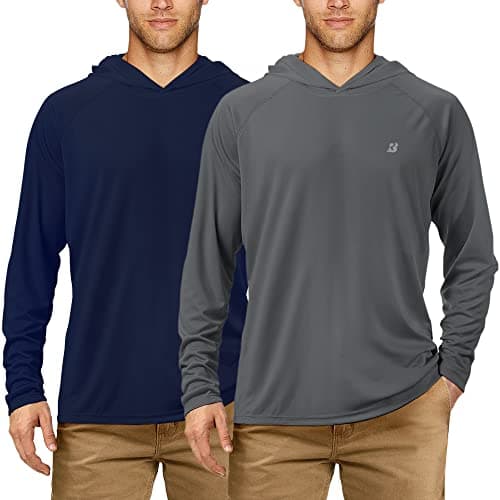 UPF 50+ Sun Protection Fishing Hoodie for Men Outdoor Activities
| Long Sleeve UV Protection Fishing Shirt for Men Suit — 2 Pack-dark Blue+gray