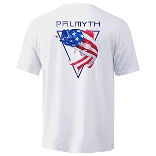 Palmyth Men's Sun Protection Fishing Shirt Short Sleeve UPF 50+ SPF Clothing
| Palmyth Men's UV Protection Fishing Shir — White / Largemouth Bass