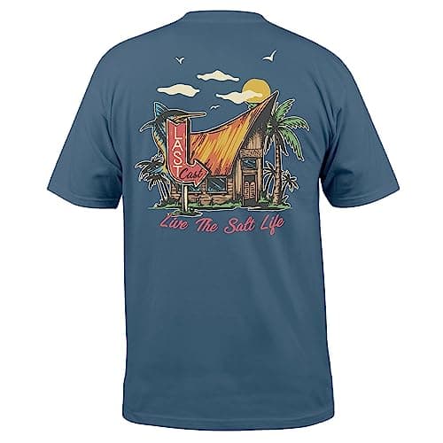Salt Life Men's Last Call Short Sleeve Tee + Comfortable + Outdoor + Casual Style + 100% Cotton + Unisex Size Chart + Ho — Coastal Blue
