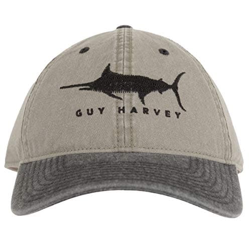 Guy Harvey Mens Solid Relaxed Hat with Patch - Outdoor Activities, Casual Wear, Fishermen, Wide Brim, Comfortable, Adjus — Microchip/Marlin