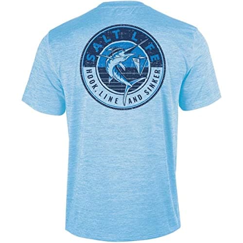 Salt Life Men's Marlin Sinker Short Sleeve Performance Shirt for Fishing Enthusiasts in Warm Weather Outdoor Activities — Sky Blue