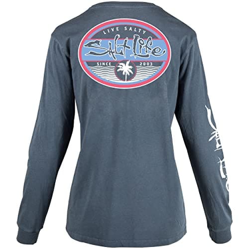 Salt Life Women's Wavy Days Salt Wash Long Sleeve Tee + Relaxed Fit + Summer Heat + Casual Beach Wear + Soft Comfort + U