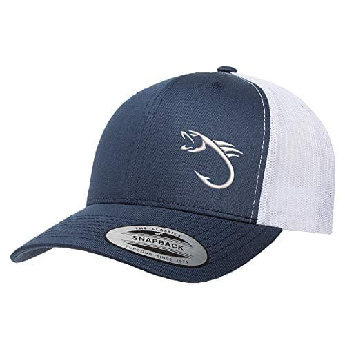 Love Sketches Embroidered Fishing Hat for Men & Women | Fish Trucker Hat Men Snapback Hats | Best Dad Fishing Gift — Navy/White-bhwt