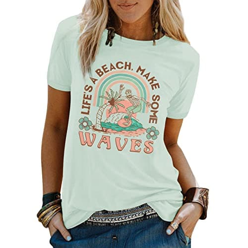 Binshre Women's Beach Shirts Hawaiian Graphic Tees for Summer Vacation
| Binshre Vintage Tshirts for Women Yellow Graph — X Sky-blue