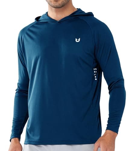 NORTHYARD Men's UPF 50+ Sun Protection Hoodie Shirts for Fishing and Running Quick Dry UV SPF — Darkblue