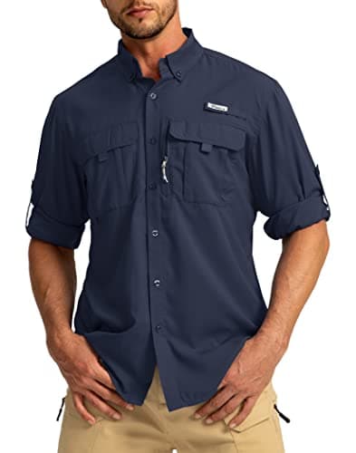 Men's Sun Protection Pudolla Fishing Shirts UPF50+ Long Sleeve Travel Work Button Down Shirts
| Pudolla Men's Sun Prote — Navy