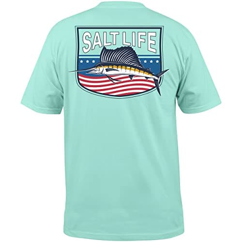 Salt Life Men's Freedom Sail Short Sleeve Classic Fit Shirt for Casual Wear Comfort Style — Aruba Blue