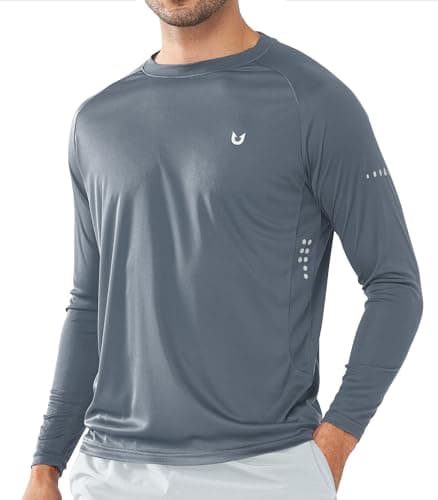 NORTHYARD Men's Sun Protection UPF 50+ Long Sleeve Swim Rash Guard Shirt for Workout Running UV Protection Fish Hiking — Cloud