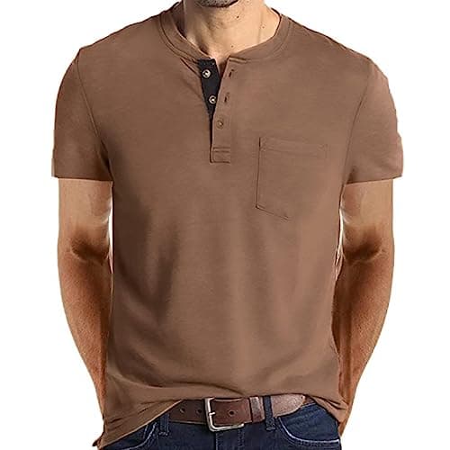 Lexiart Mens Fashion Henley Shirts Long Sleeve Buttoned Cotton T-Shirt Ideal for Casual Wear
| Lexiart Mens Fashion Hen — Brown-2