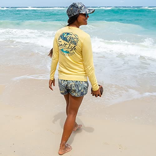 Salt Life Women's Shady Palms Long Sleeve Stretch Fit Shirt for Casual Summer Outings Comfortable Stretch Fabric Breatha