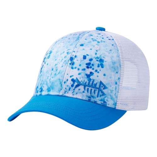 BASSDASH Altimate Fishing Hat Mesh Back Adjustable Baseball Trucker Cap for Men and Women Global Recycled Standard — Blue Ink Camo