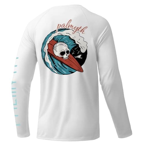 Palmyth Men's Long Sleeve Sun Protection Shirts
| Palmyth UV UPF 50+ Fishing Shirts for Men
| Palmyth Quick Dry Men's L — White / Skull Surfing