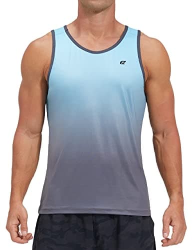 EZRUN Men's Quick Dry Workout Swim Beach Shirts Sleeveless Shirts for Bodybuilding Fitness Training
