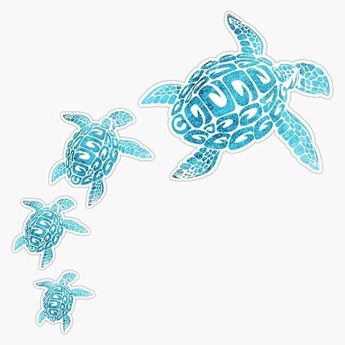 Tribal Watercolor Sea Turtle Waterproof Decal for Laptop Window Bumper Sticker, 5" Sleeve