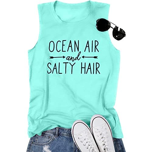 BANGELY Women Beach Tanks Ocean Air and Salty Hair Funny Summer Cruise Sleeveless Top
| BANGELY Family Vacation Women B — Bright Blue