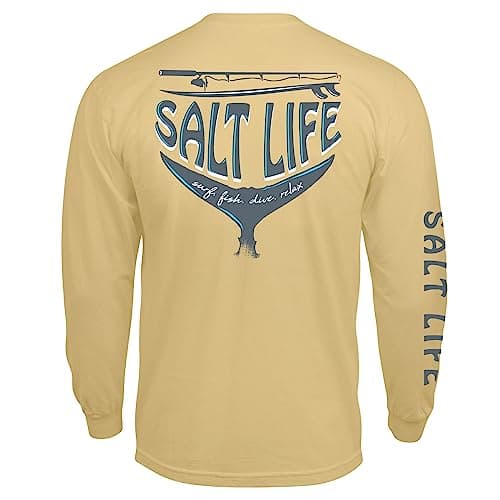 Salt Life Men's Sl Reel Long Sleeve Tee + Core Fashion + Men + Casual Wear + Breathable Fabric + 100% Cotton + Multiple — Golden Haze