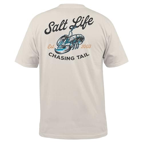 Salt Life Men's Fashionable and Comfortable Clawed Catch Short Sleeve Tee for Outdoor Adventures in Summer Sun — Chalk