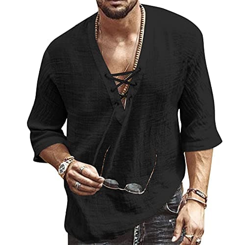 Rela Bota Men's V-Neck Short Sleeve Beach Shirt Printing Yoga Top
| Rela Bota Men's Short Sleeve Beach V-Neck Drawing S