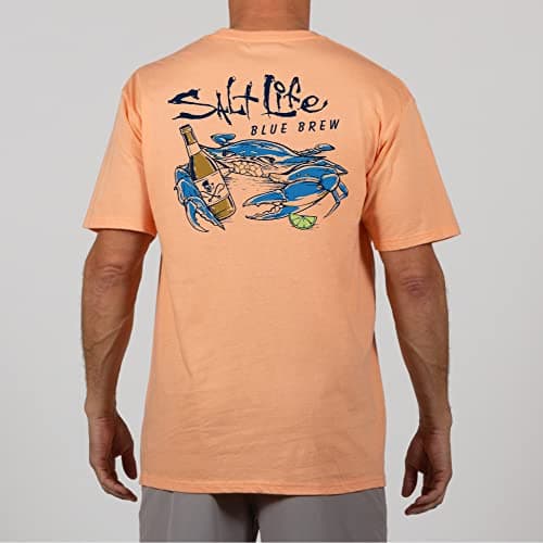 Salt Life Men's Blue Crab Short Sleeve Classic Fit Shirt for Outdoor Adventures Highlights Comfortable Cotton Material,
