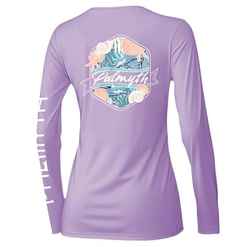 Palmyth Upf 50+ Fishing Shirts For Women Sun Protection Long Sleeve T-Shirt — Lilac / Tropical
