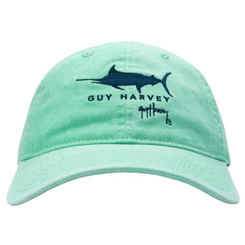 Guy Harvey Mens Solid Relaxed Hat with Patch - Outdoor Activities, Casual Wear, Fishermen, Wide Brim, Comfortable, Adjus