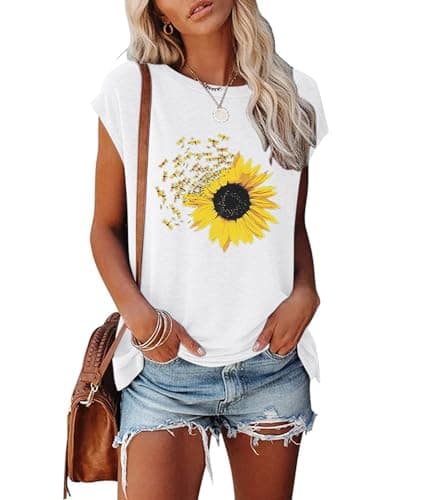JNIFULI Women's Casual Summer Short Sleeve Graphic Tees Funny Dragonfly Printed Cute Tops
| JNIFULI Women's Funny Drago — X-white